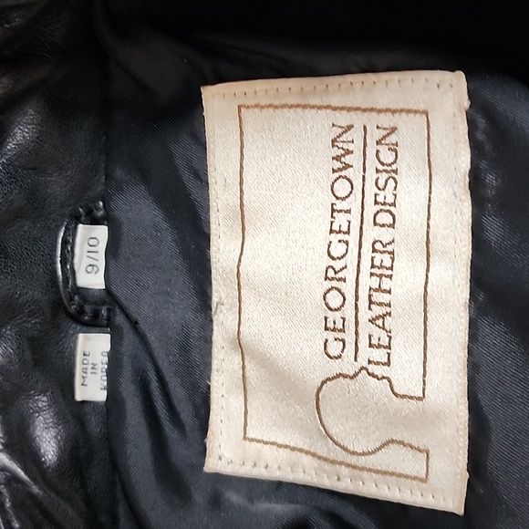 EUC Georgetown Leather Design Vintage Collared Belt Trenchcoat Size 9/10 - Picture 9 of 16